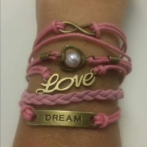 New Trendy Infinity/Pearl ln Heart/Love/Dream Stacked Charm Bracelet
